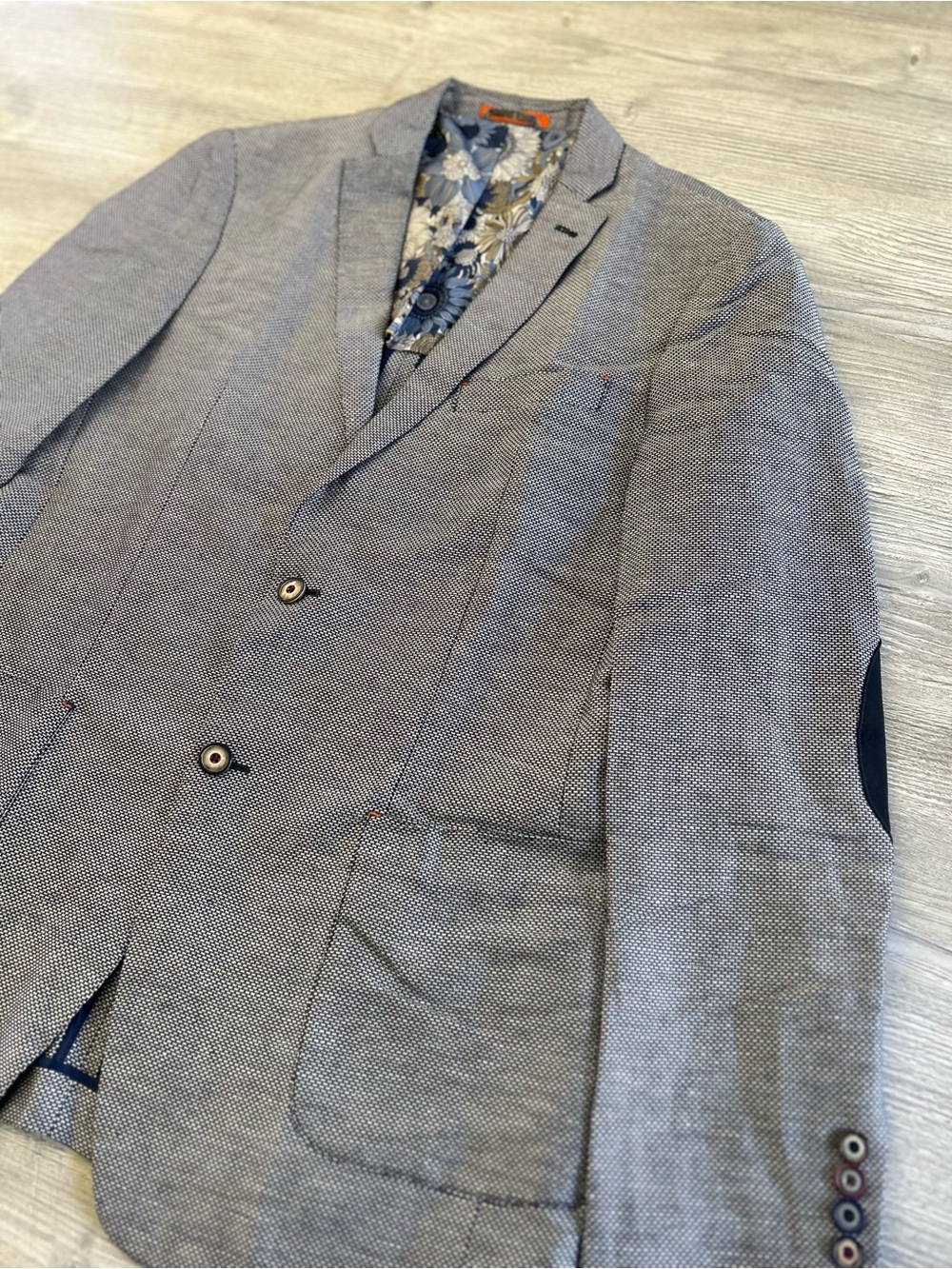 Tallia Lord & Taylor The Mason Fit Linen Cotton Blazer Jacket Blue White 40L